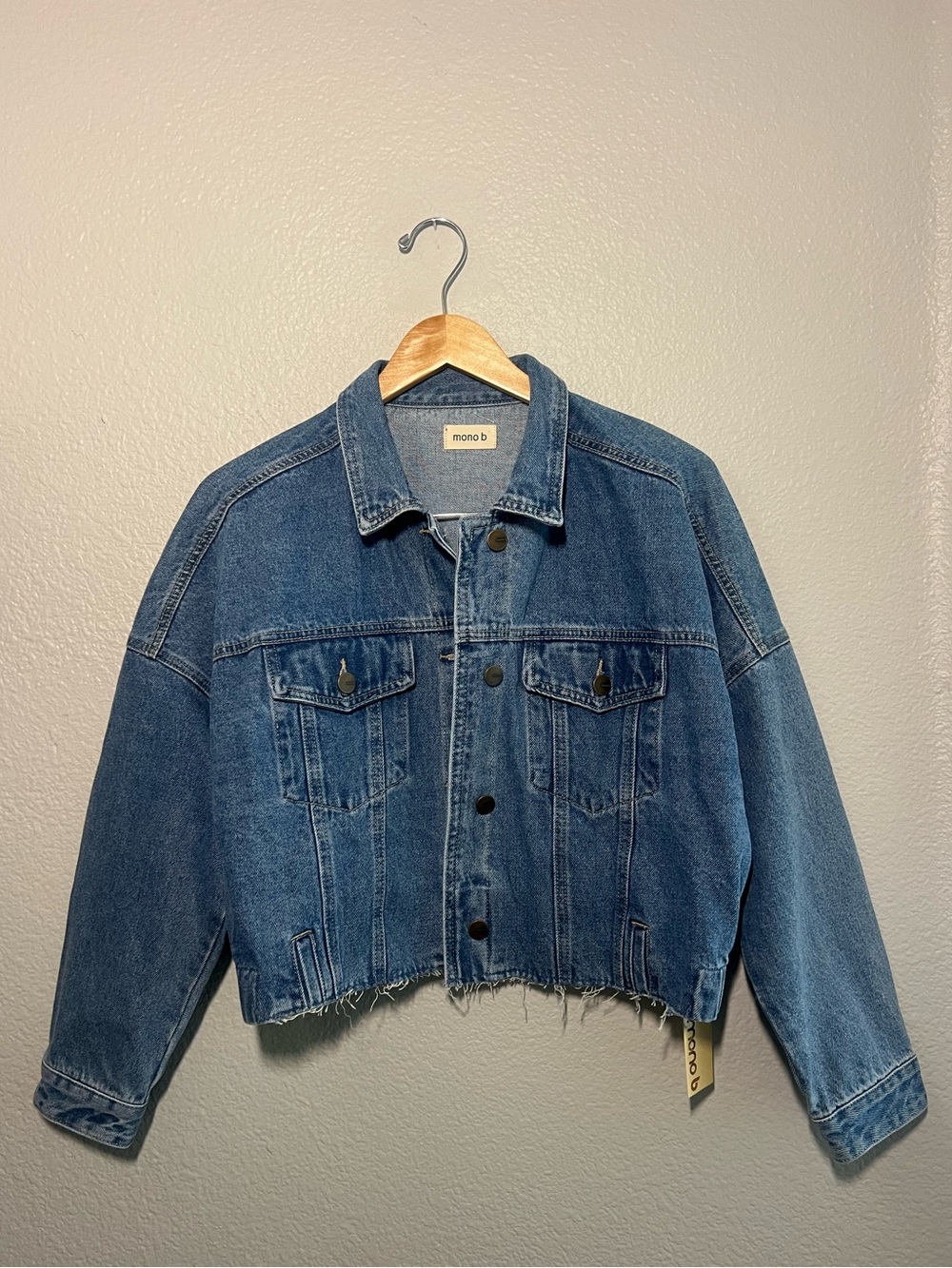 Mono B Cropped Denim Jacket – NWT – Size Medium